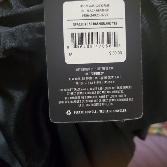 Hurley Black Shirt Size Medium UFP 50+ Sun Protection Quick Dry - Picture 6 of 7
